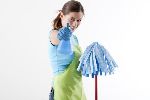 Hayes Carpet Cleaners team sorting recyclable packaging and cleaning materials