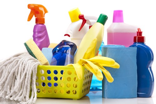 Technician confirming a carpet cleaning booking details and appointment schedule