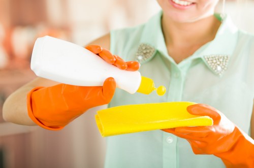 Deep carpet cleaning process in a home interior
